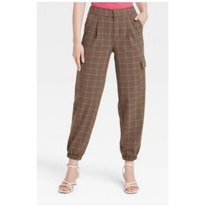 NWT A New Day Brown Plaid Pants sz 10 stretch